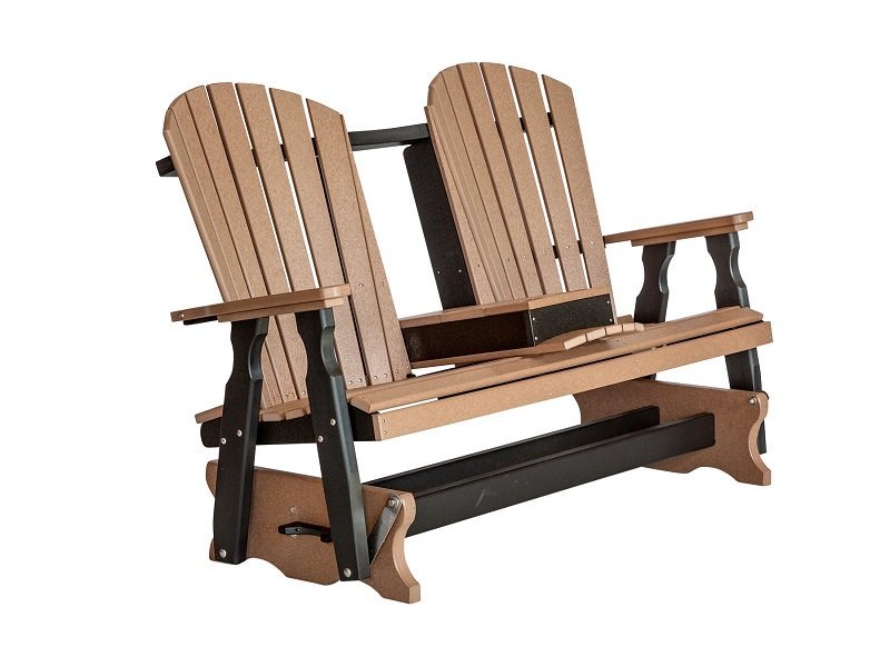 Poly 5' Fan-Back Glider with Center Cupholders |