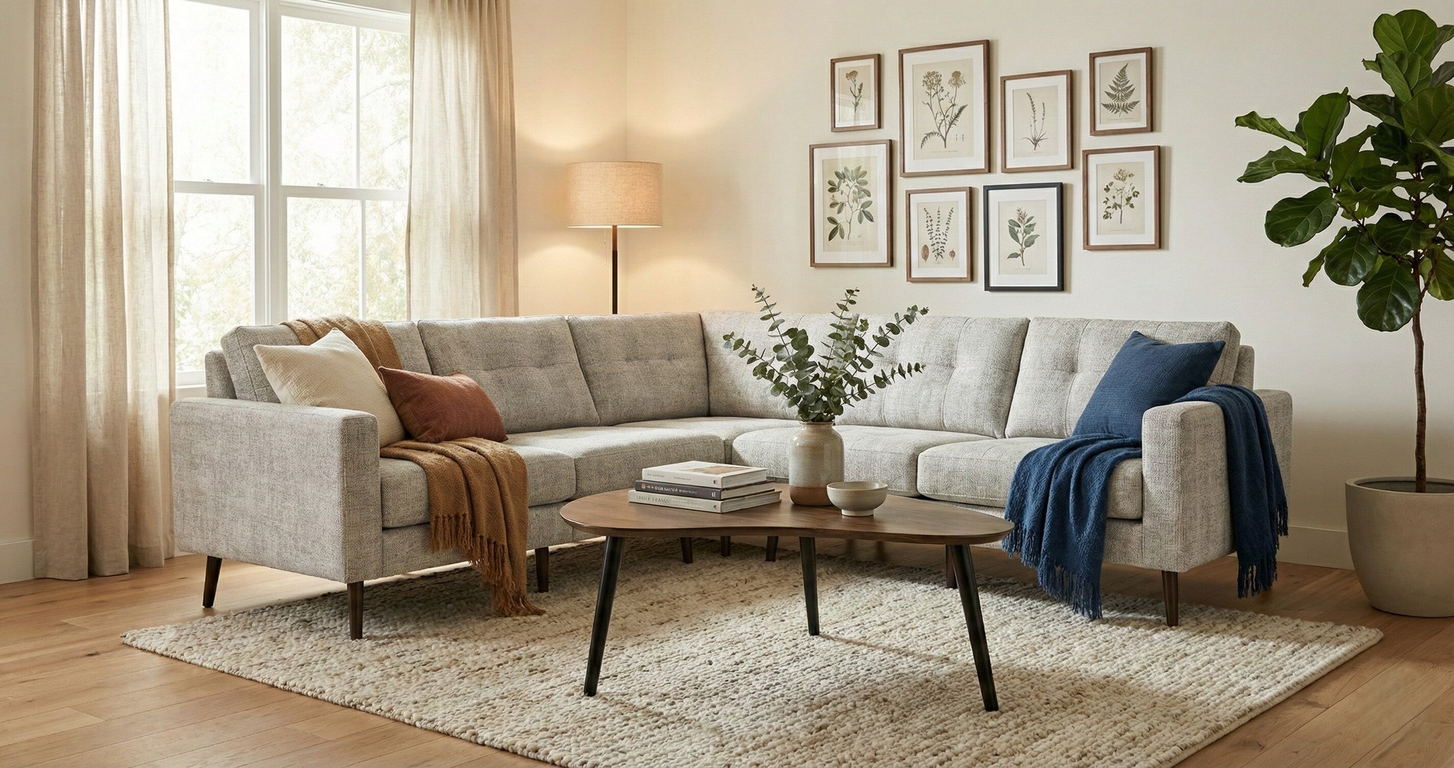 Amish Kidney-Shaped Contemporary Coffee Table | Solid Wood Accent