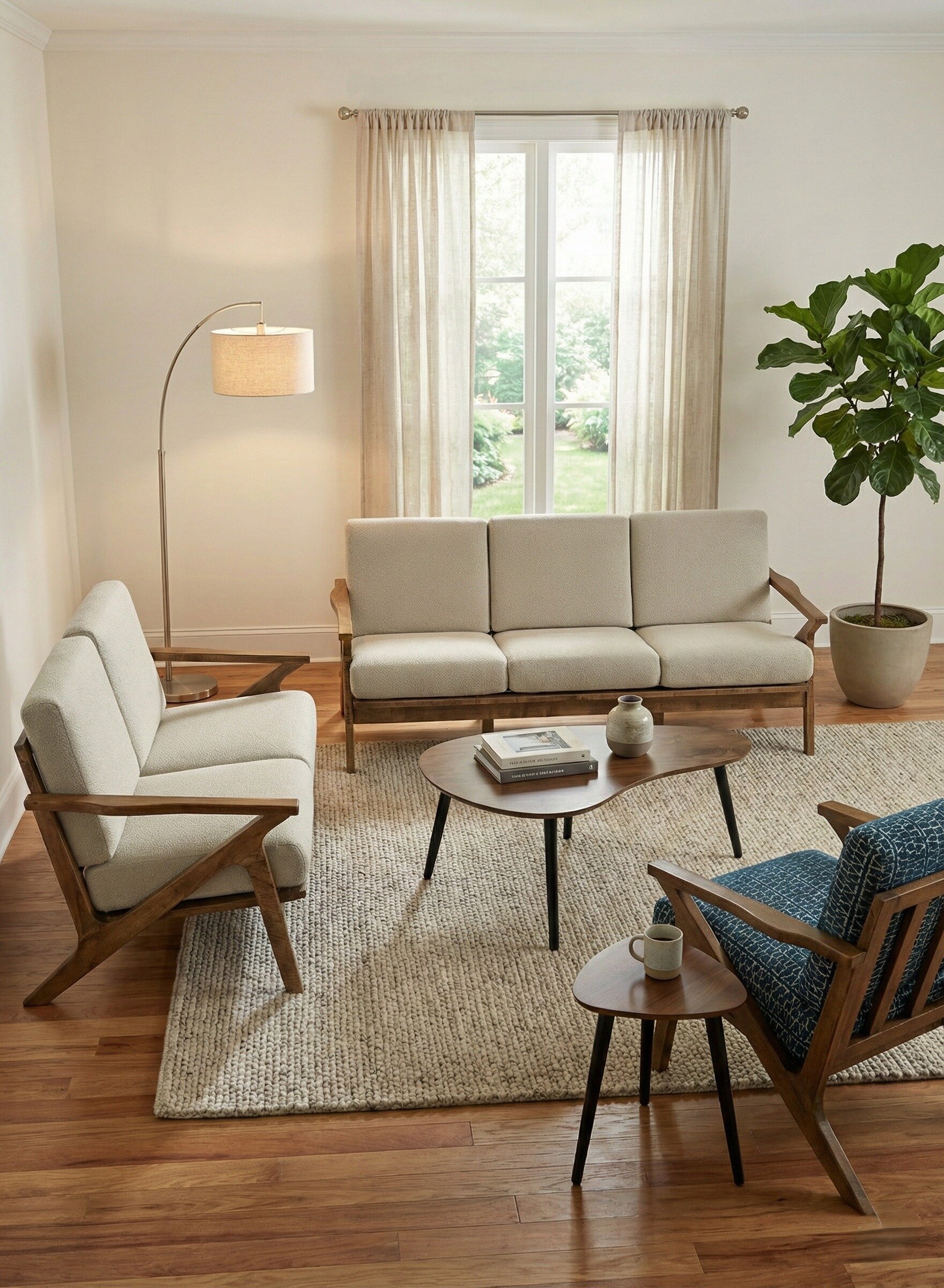 MID CENTURY 関係　インテリア本　セット Amish Kidney-Shaped Contemporary Coffee Table | Solid Wood Accent