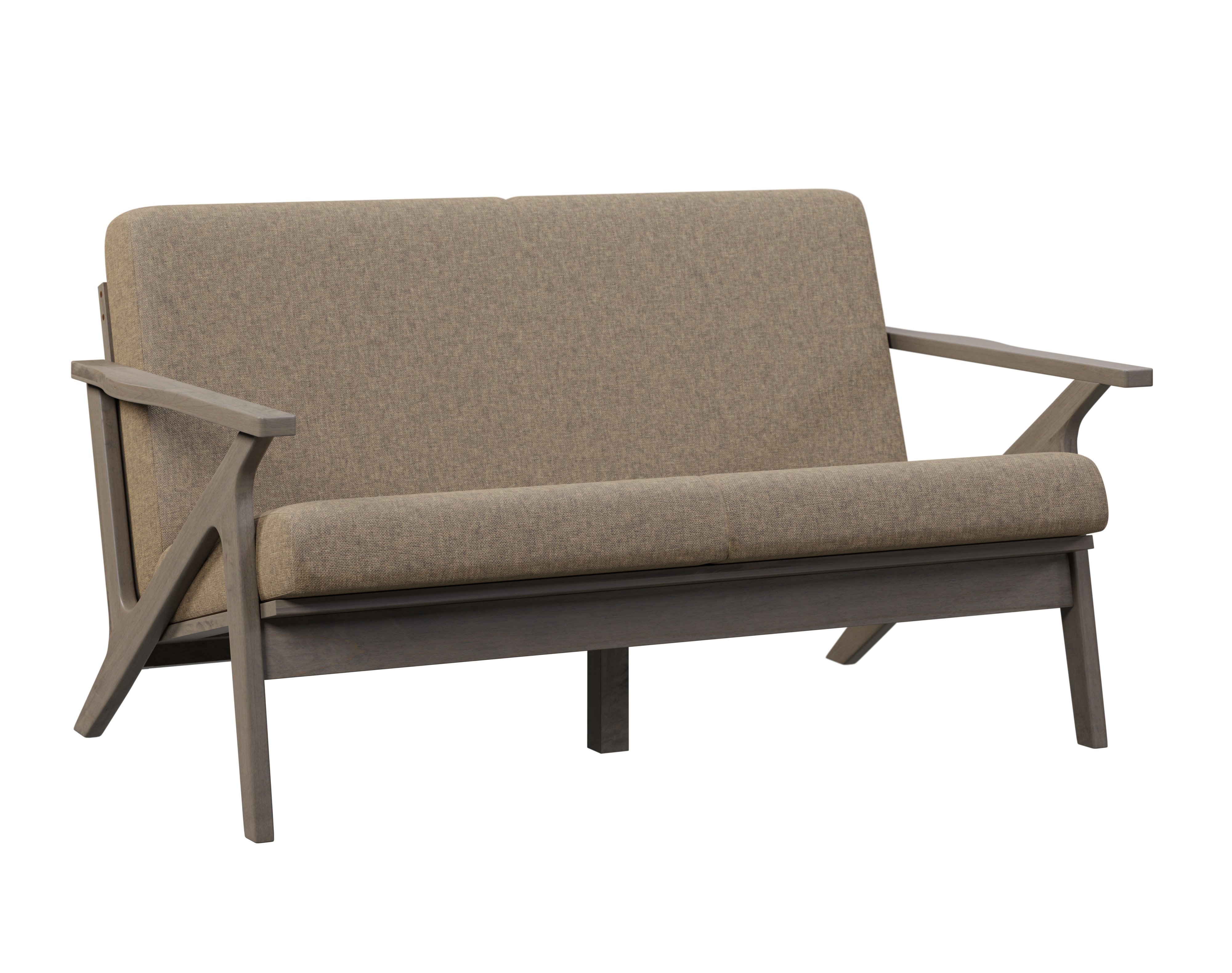 Mid Century Modern Performance Fabric Loveseat in Bel Air From
