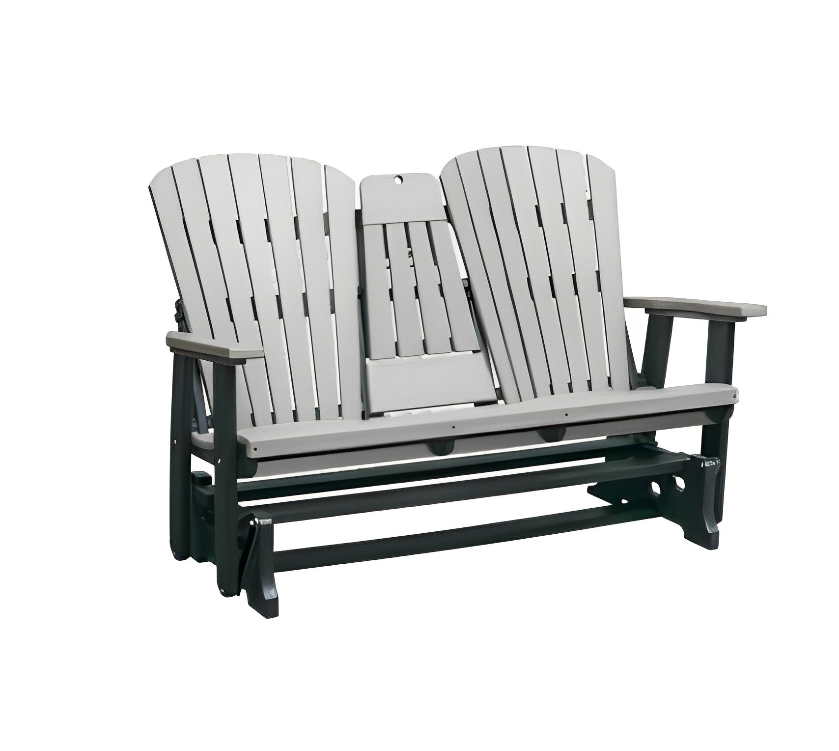 LA Patio Poly 5' Double Fan Back Glider with Cup Holder from