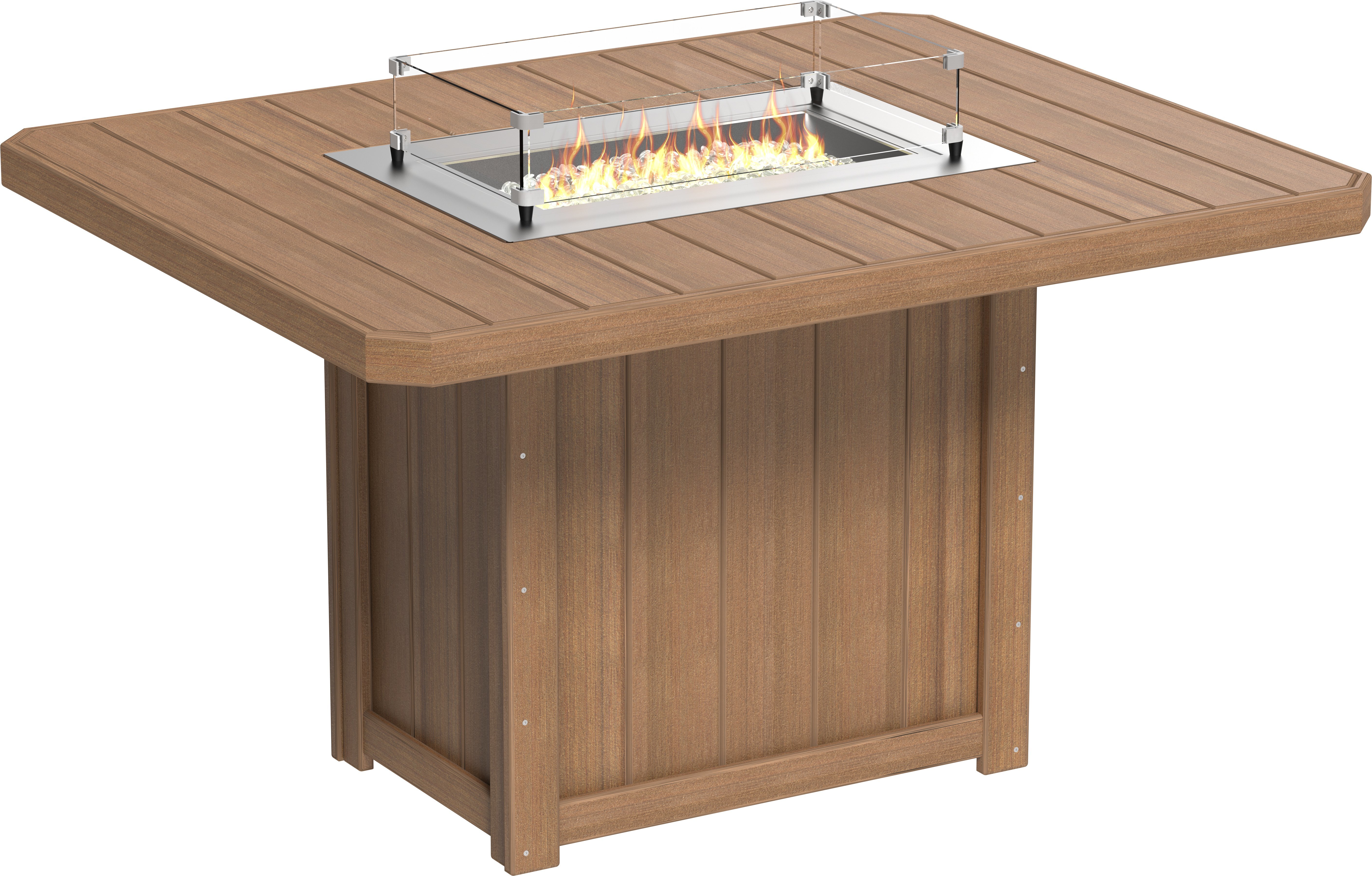LuxCraft Rectangular Fire Pit Patio Dining Table |