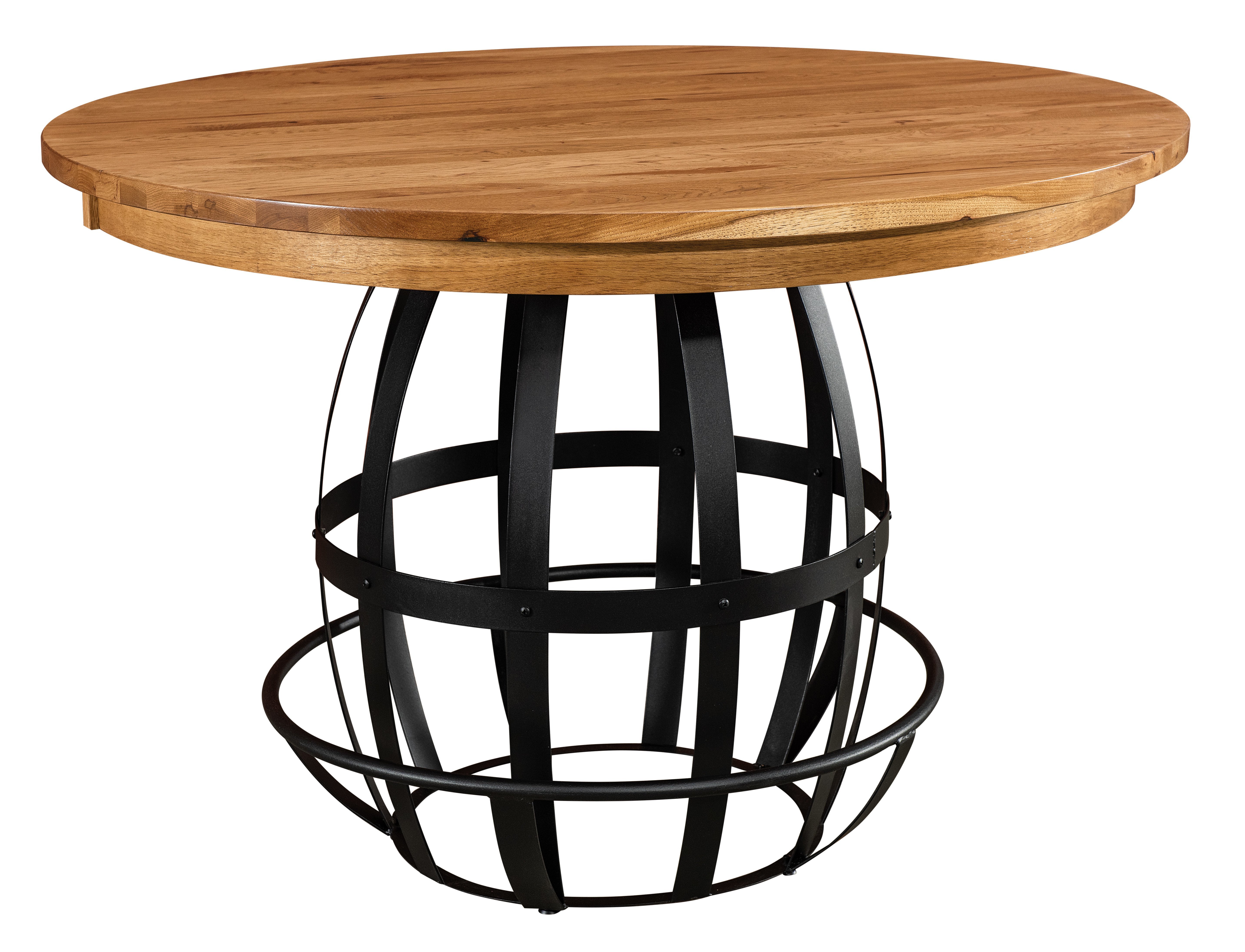 Metal Barrel Counter Dining Table with Solid Wood Top from