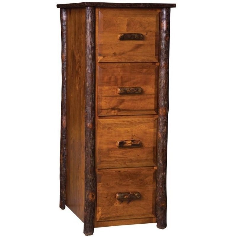 Rustic Hickory File Cabinet with Log Trim |