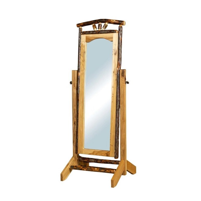 Rustic Hickory Twig Cheval Mirror Adjustable Tilt |