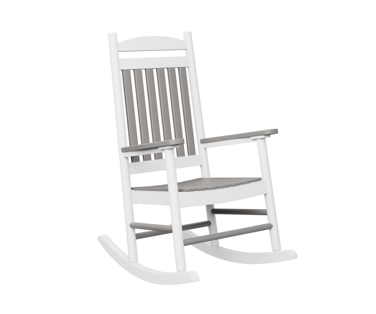 Berlin Gardens Poly Porch Rocker Chair White on Light Gray InStock