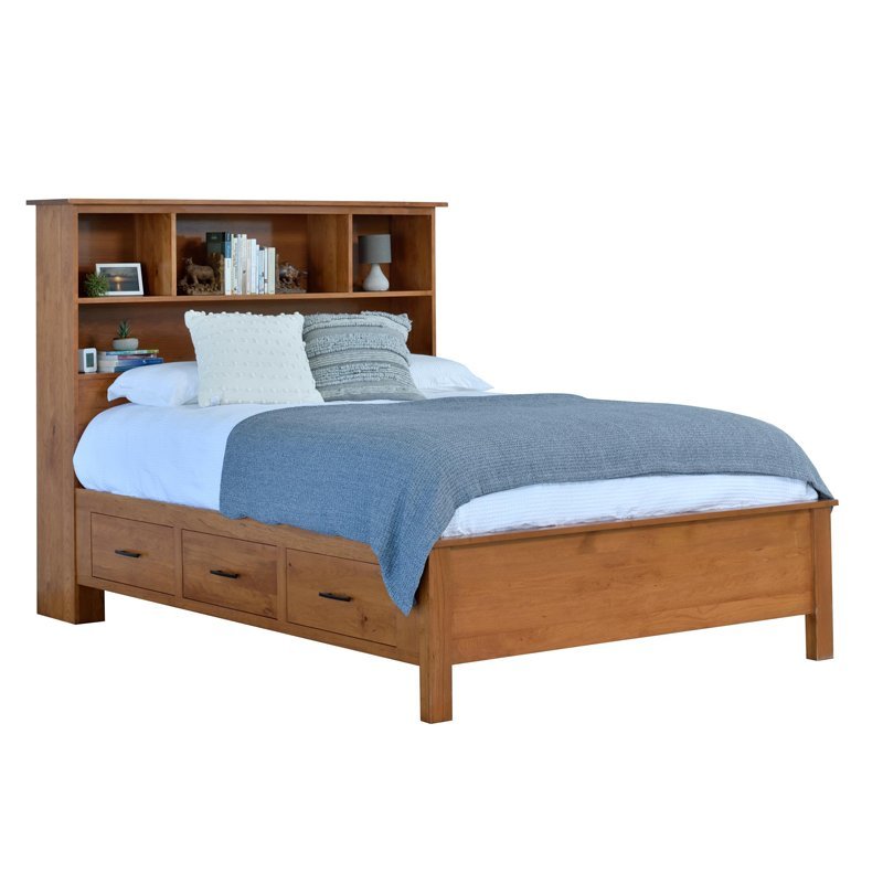 Bookcase Bed with Storage Drawers from DutchCrafters Amish Furniture