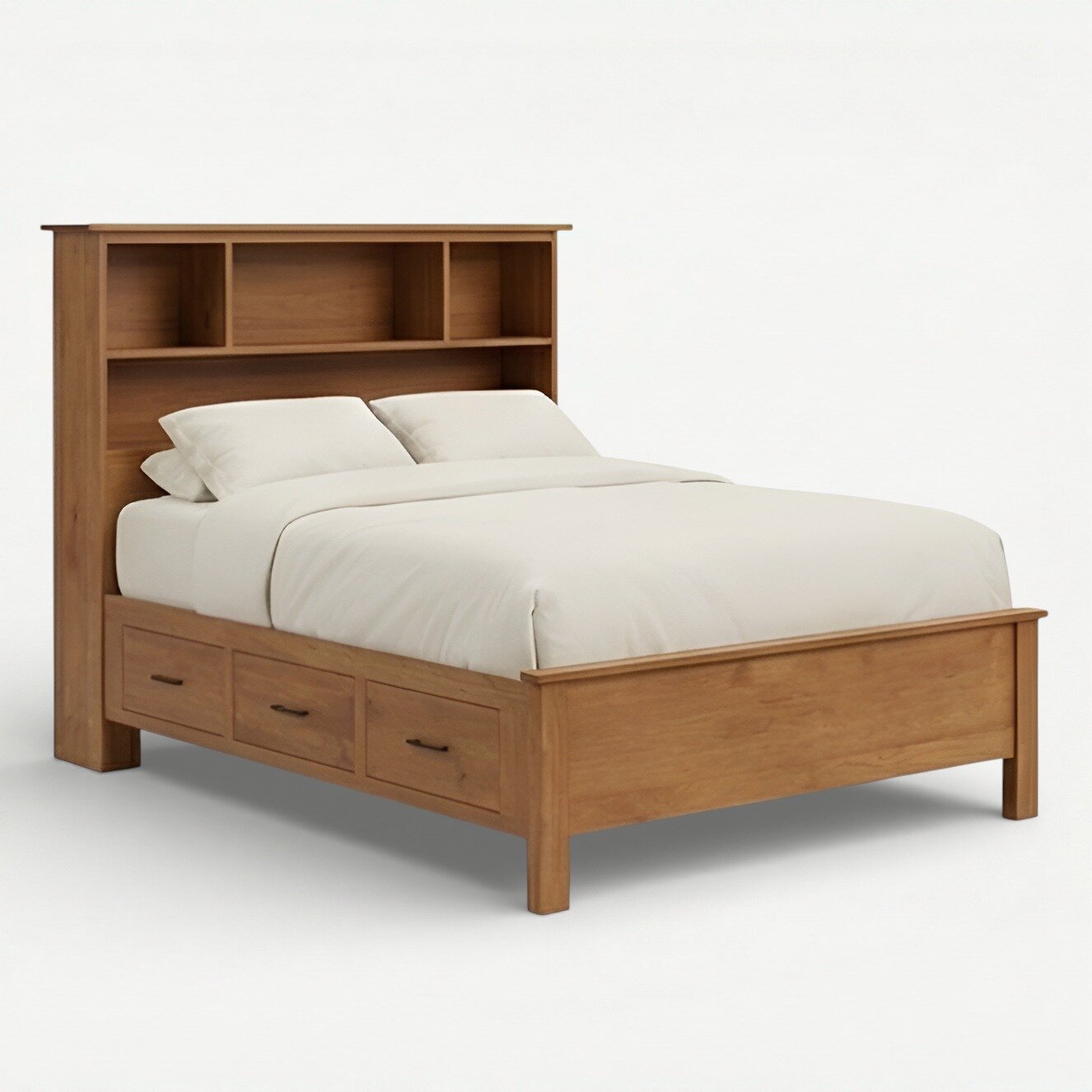 Platform Bed With Built‑In Bookcase And Drawers| DutchCrafters