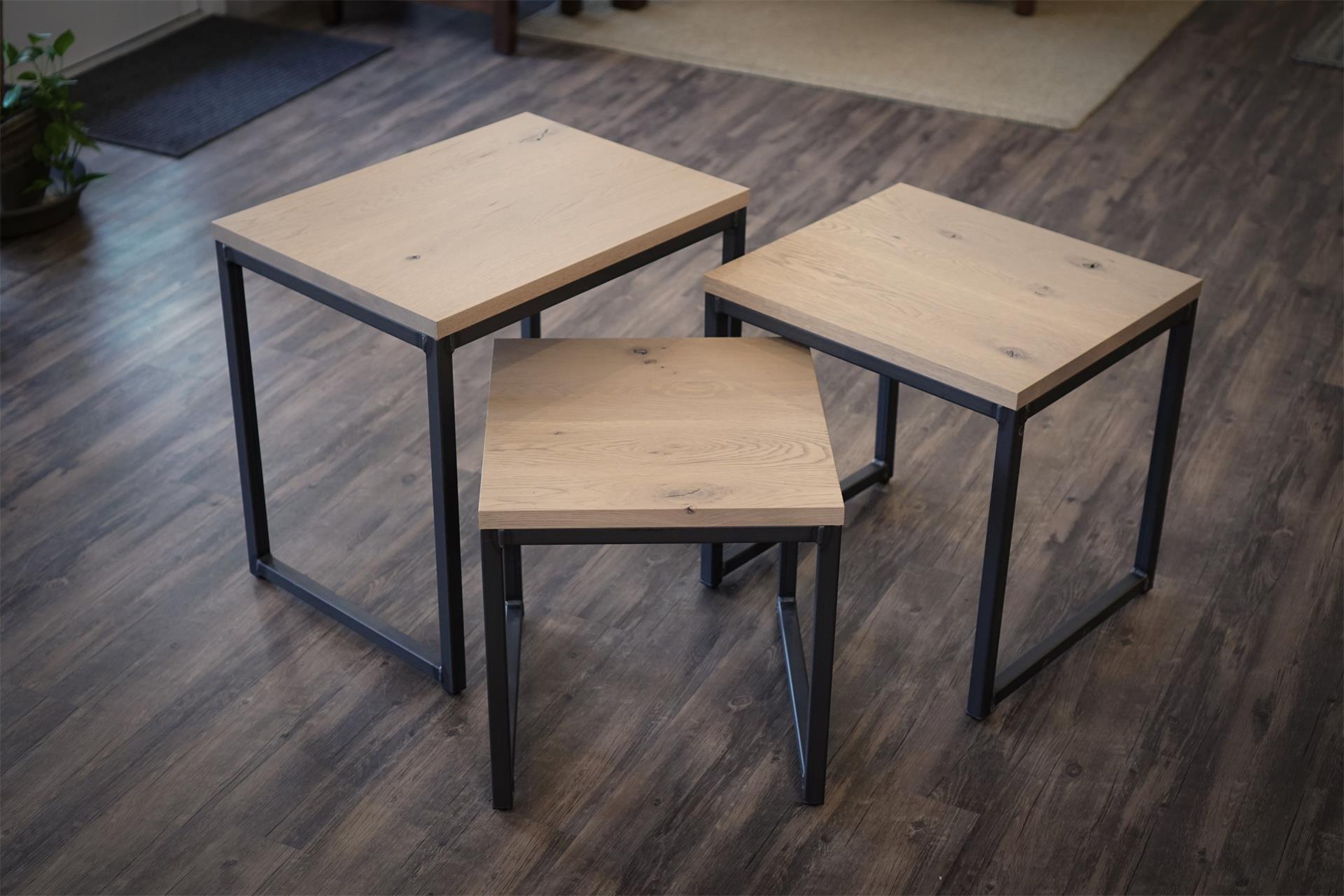 Rustic White Oak Nesting Tables In Stock from DutchCrafters Amish
