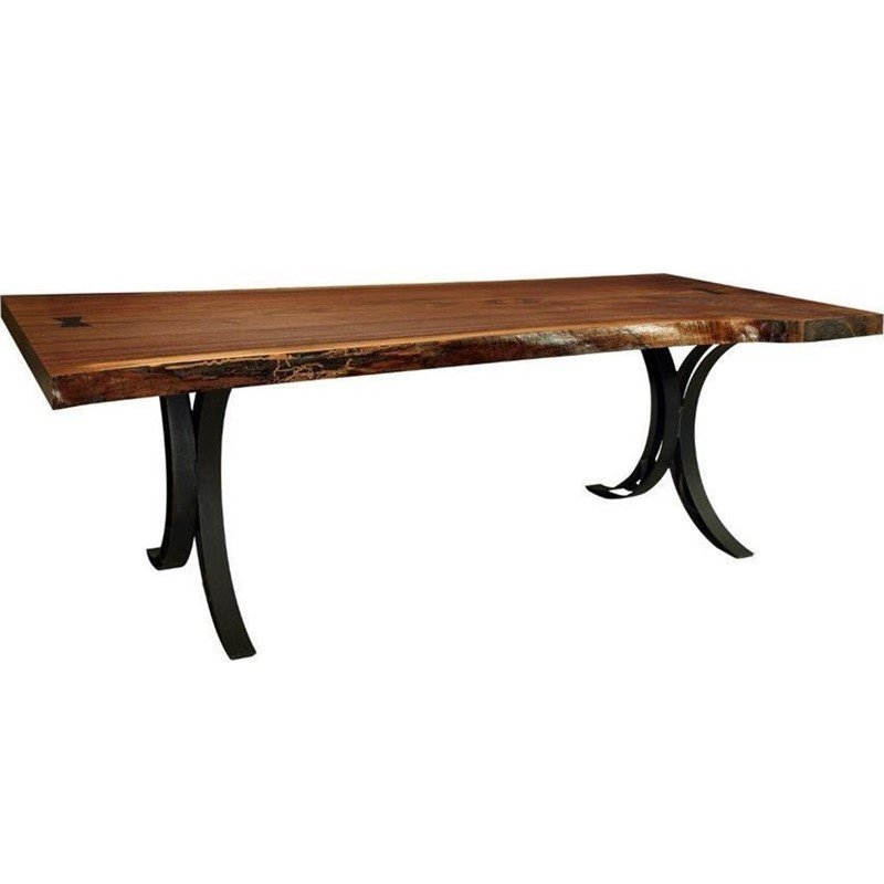 Live Edge 48" Dining Table with Double Curved Base from