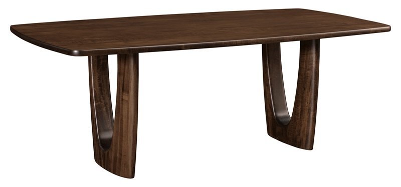 Modern Solid Top Table with Arched Trestle Base | Amish Made