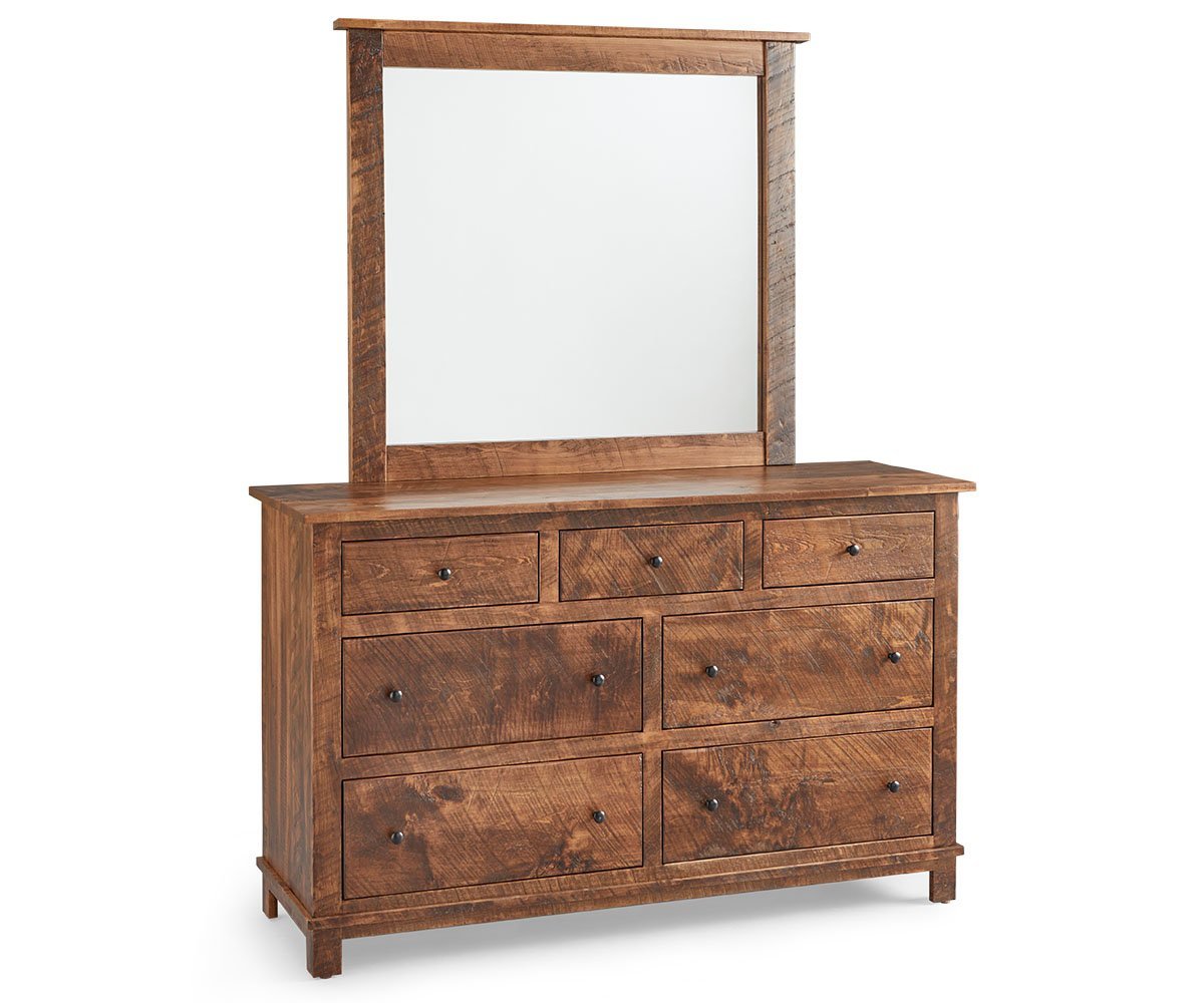 Simple Wood 7-Drawer Dresser with Optional Mirror from