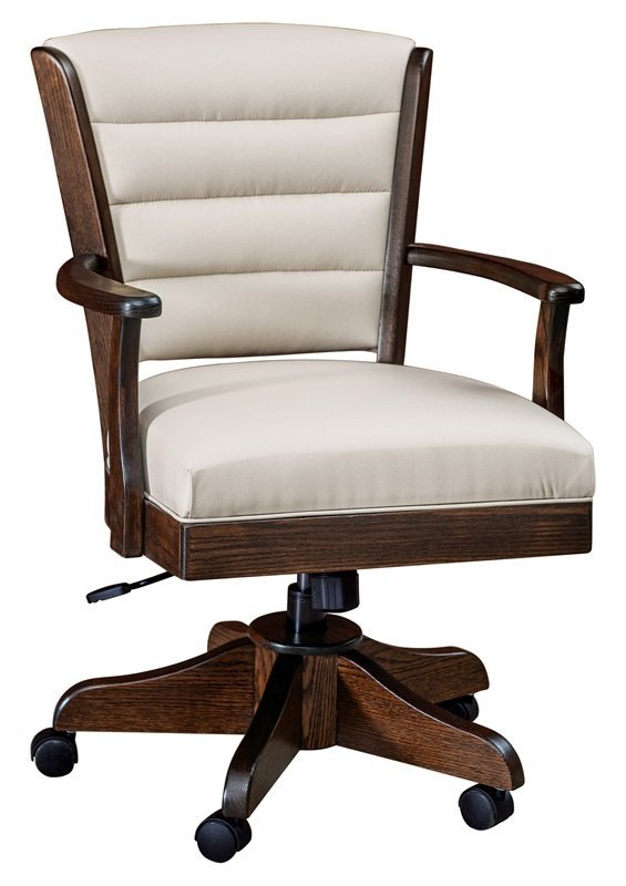 Amish Custom Upholstered Desk Chair | Solid Wood Frame & Casters