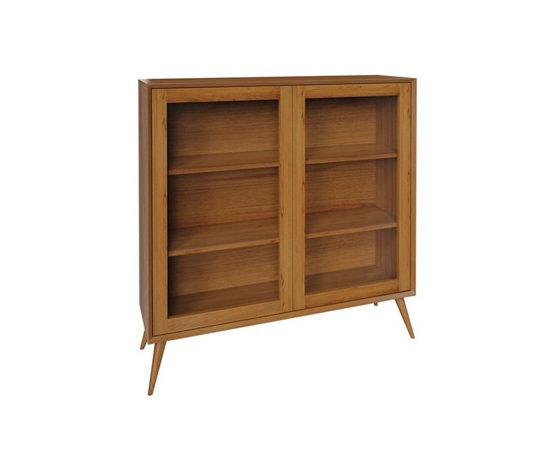South Shore Mid-Century Bookcase with Glass Doors from