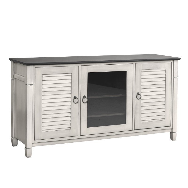 Coastal Wooden TV Stand with Three Doors from DutchCrafters Amish