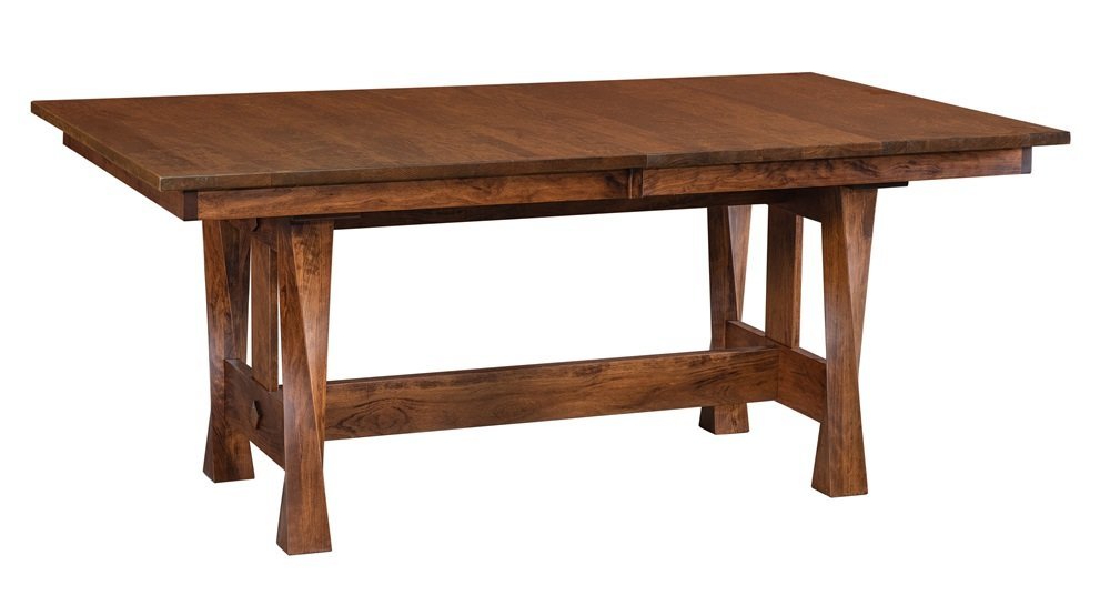Modern Solid Wood Dining Table - Twisted Trestle Base | Amish Made