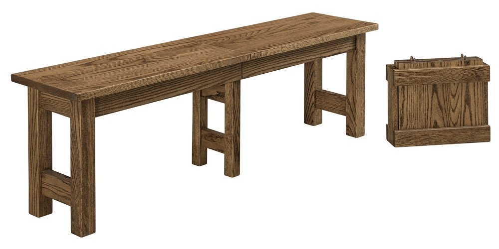 Solid Wood Backless Bench | Amish Handcrafted | Expanding Seat