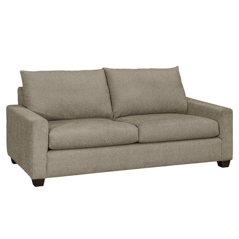 80" Upholstered Sofa Fabric or Leather with Optional Footstool from