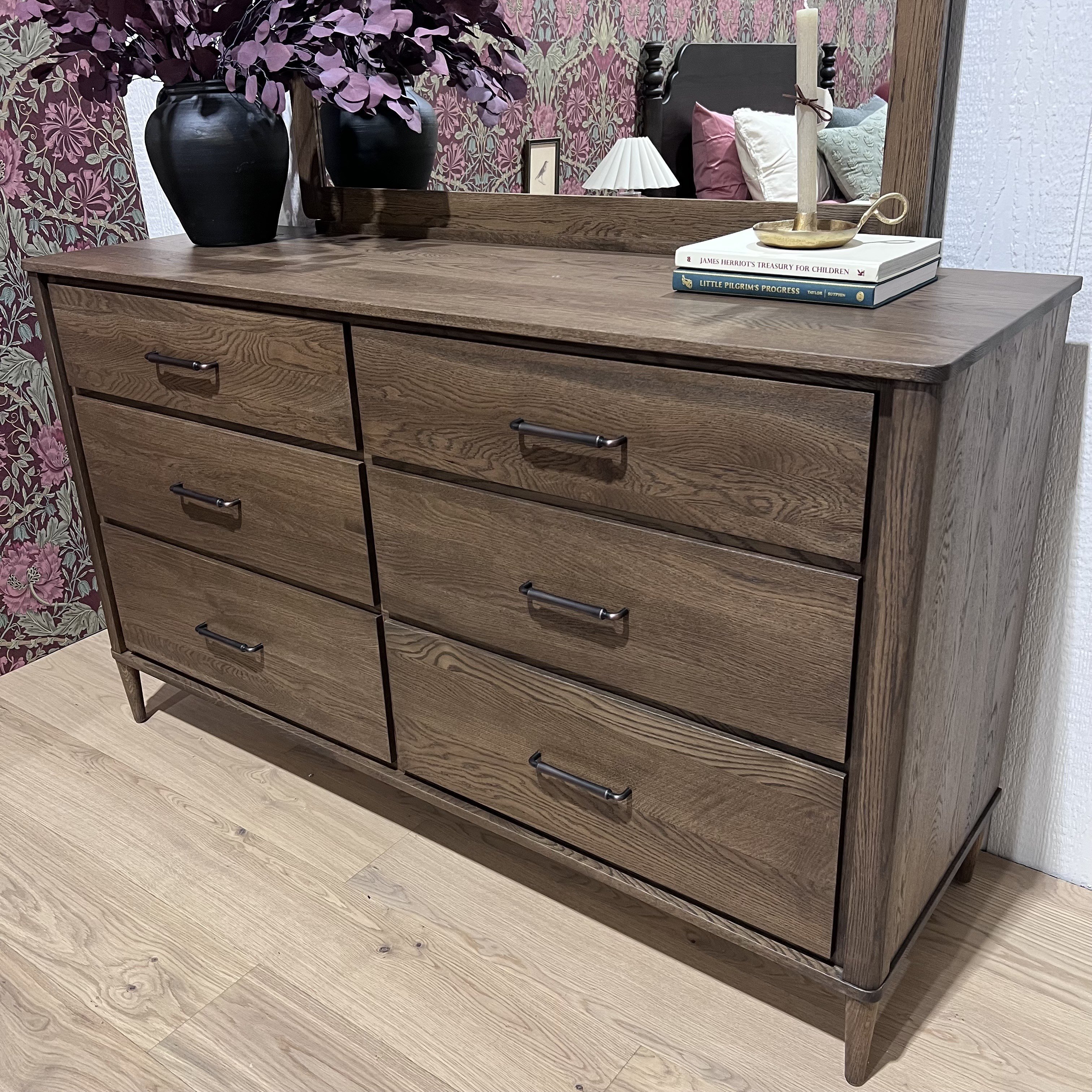 mixed material 3 drawer dresser medium brown Mixed Material 3 Drawer Dresser main image 0