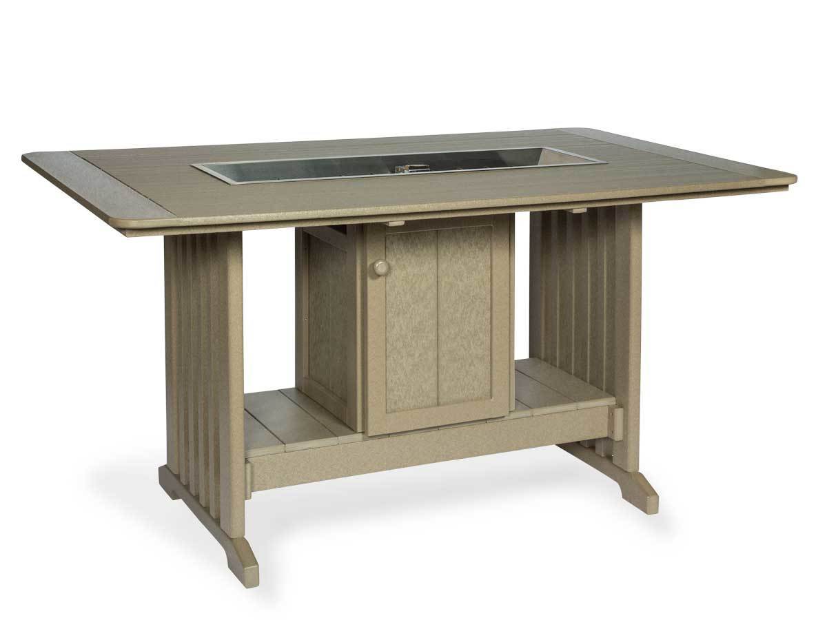 Poly Mission Rectangular Dining Table with Fire Pit |