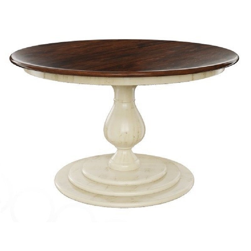 White Solid Wood Restaurant Round Pedestal Dining Table