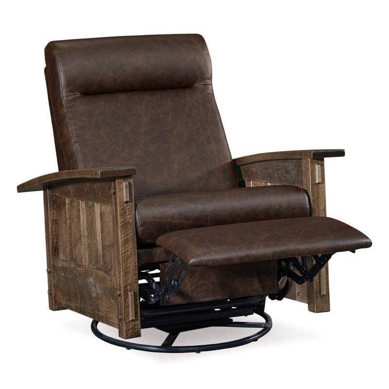 Amish Rough Sawn Wood Comfy Rocker Recliner DutchCrafters