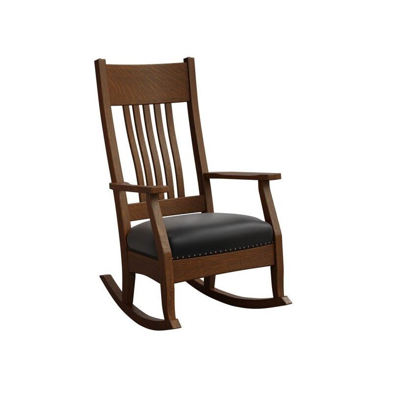 Quick Ship Solid Wood Rocker with Upholstered Seat Amish Handcrafted