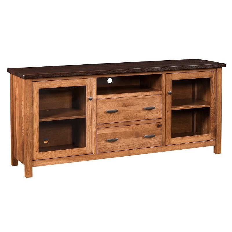 Rural TV Unit with Storage and Reclaimed Barnwood Top from