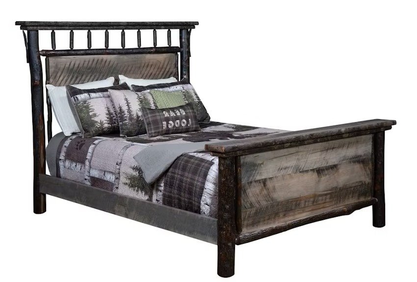 Amish Handcrafted Hickory Twig Log Bed Frame – Made in America