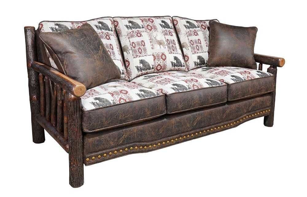 Handmade Rustic Sofas Amish Rustic Hickory Log Sofa – 77