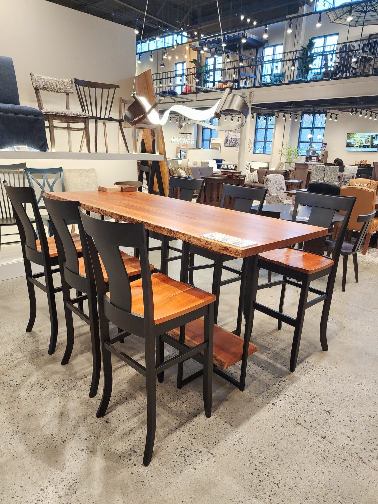 Live Edge Bar Table with Six Bar Stools In-Stock & Ready to Ship