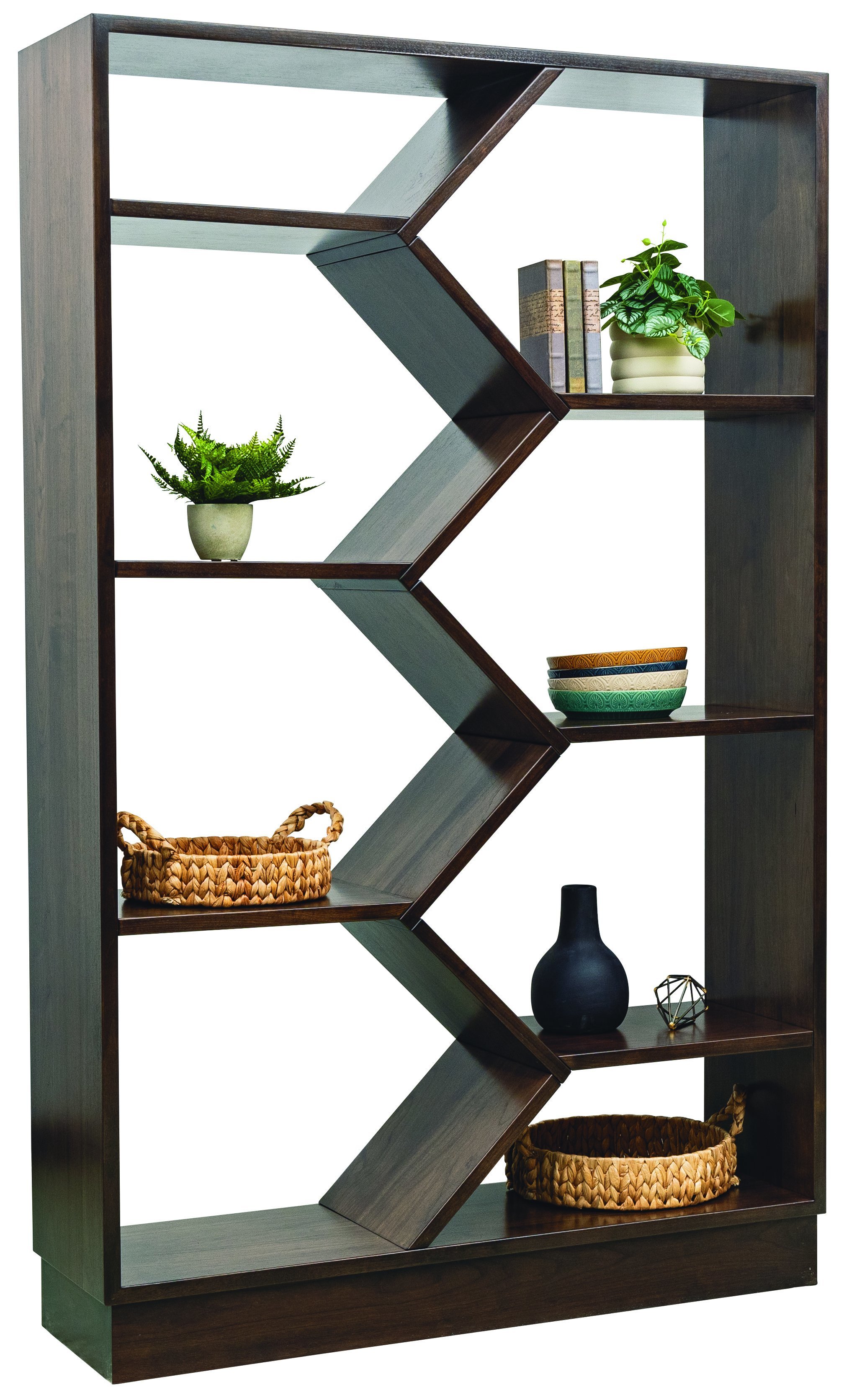 Amish Contemporary Zigzag Open Bookcase -