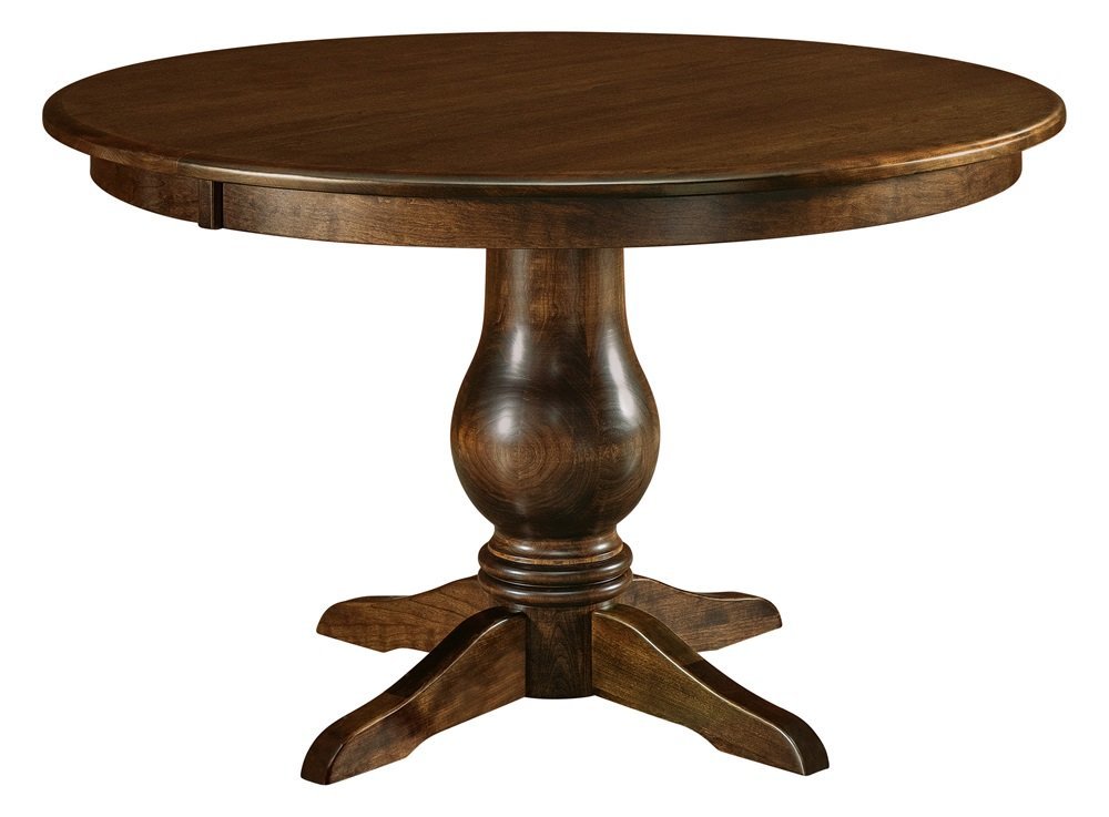 Custom Amish Round Dining Table | Single Pedestal Solid Hardwood