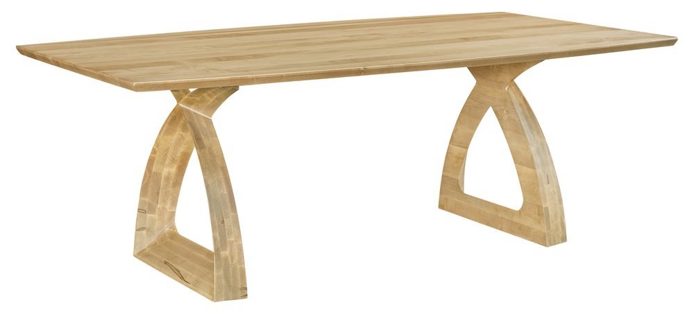 Contemporary Amish Dining Table with Arched Wood Base