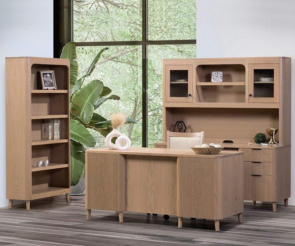 Amish Fluted Executive Desk | Modern Solid Wood Office Furniture