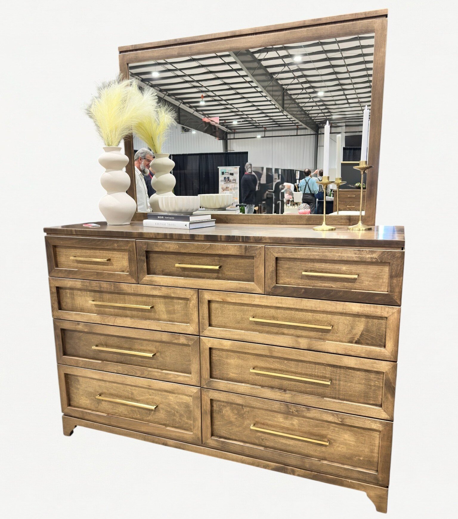 Amish Ari Boho 9-Drawer Double Mule Dresser with Optional Mirror