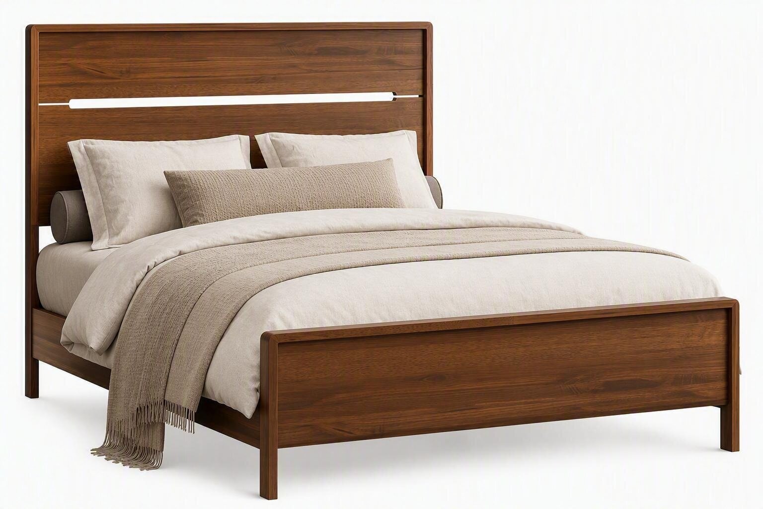 Scandinavian Style Panel Bed | Amish Made Solid Wood Modern Bed