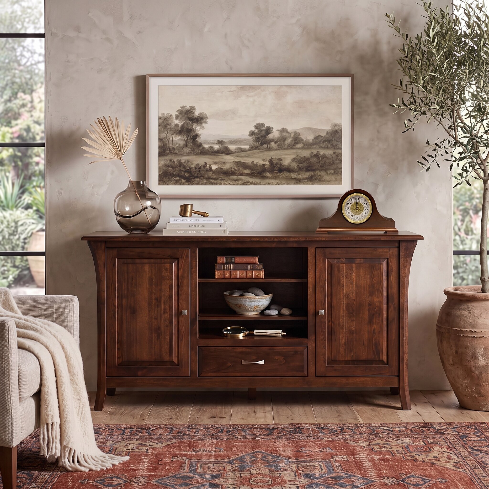 Amish Handcrafted Narrow Depth TV Stand with Storage | DutchCrafters