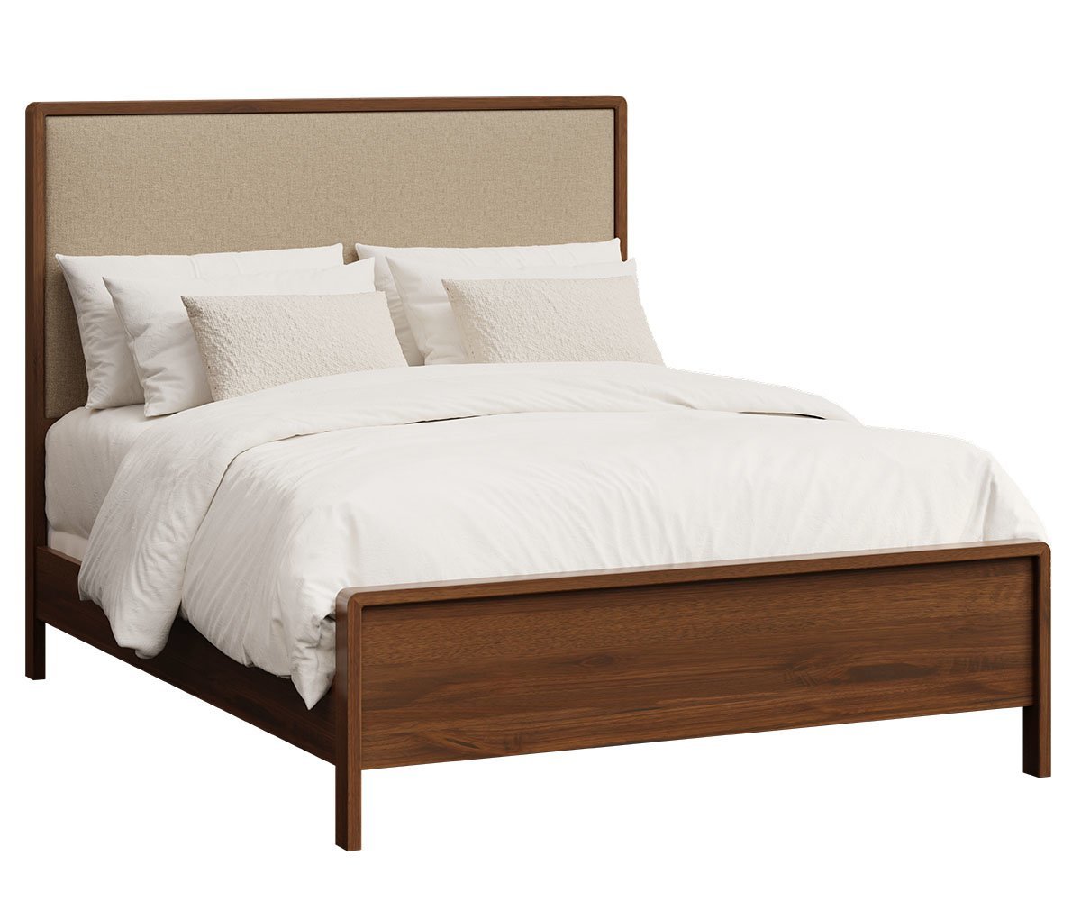 Upholstered Bed with Rounded Edges from DutchCrafters Amish Furniture