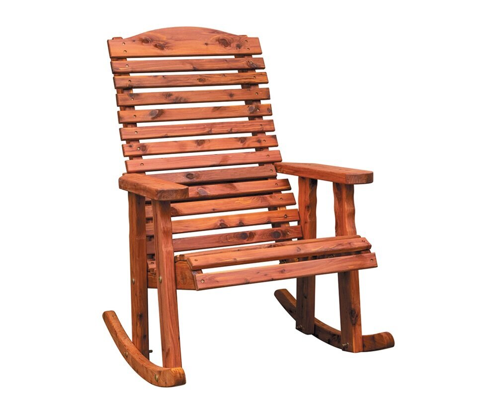 Amish Made Cedar Wood Outdoor Rocking Chair – Solid Wood Porch Rocker
