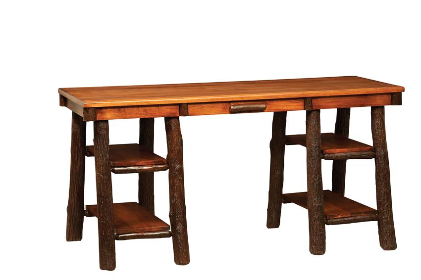 Amish Simplicity Rustic Hickory Log Desk With Drawer