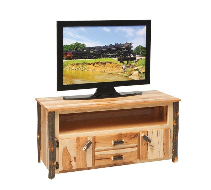 Amish Rustic Cabin Hickory TV Stand