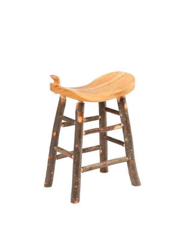 Amish Rustic Cabin Hickory Western Saddle Bar Stool