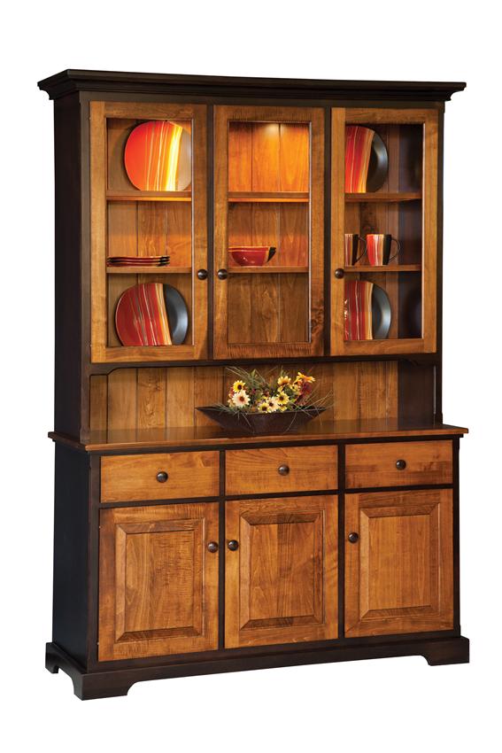 57" Shaker Three Door Hutch from DutchCrafters Amish Furniture