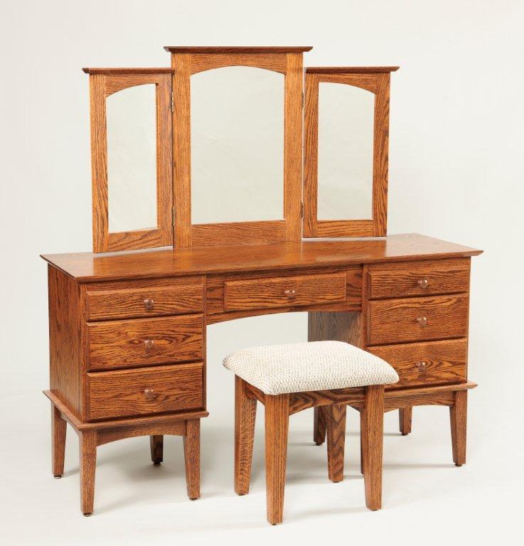 Shaker Vanity Table With Trifold Mirror From Dutchcrafters Amish