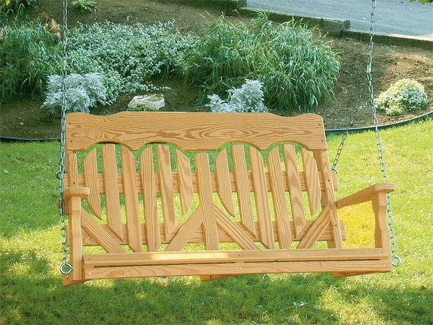 Amish Wood High Back Heart Porch Swing from DutchCrafters Amish