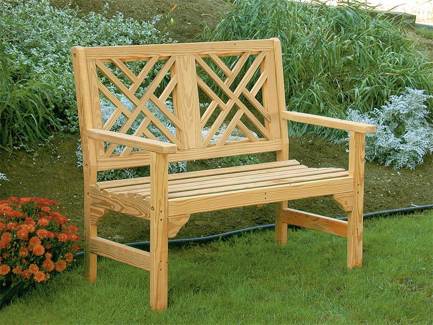 Amish Wood Chippendale Garden Bench from DutchCrafters Amish Furniture