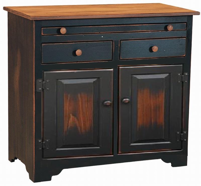 Amish Pine Kitchen Microwave Stand With Serving Pullout