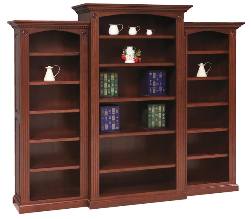 Amish Deluxe Bookcase with Raised Panel Sides 3 Piece Set