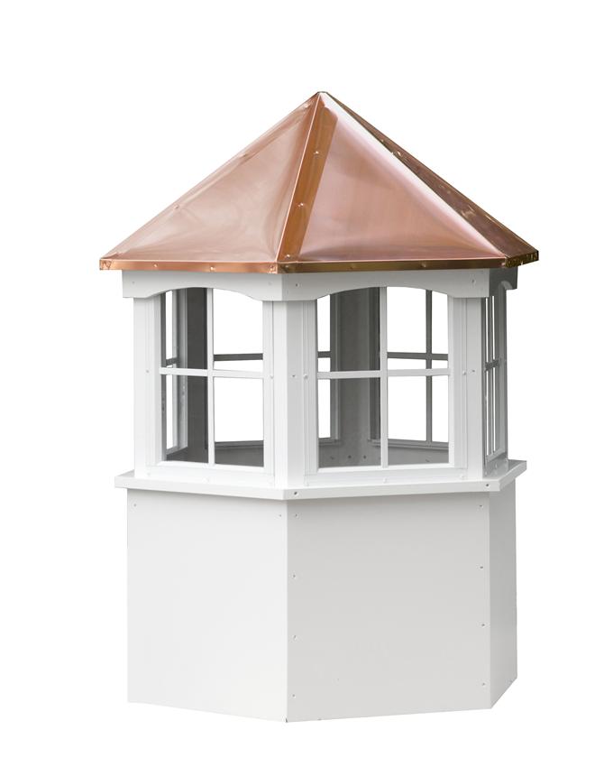 Amish Made Vinyl Hexagon Window Cupola with Weathervane